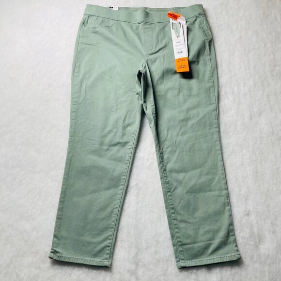 NWT Gloria Vanderbilt All Round Slimming Effect Green Pull On Crop Pants Size 16 - Picture 1 of 10